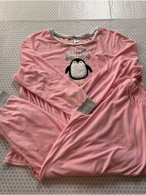 Pink Penguin 'SNOW' Pajama Set.    Size 22W/24W